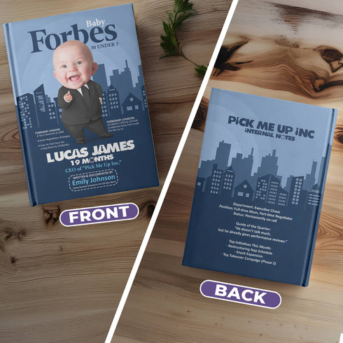 Personalized Baby Forbes Notebook – Custom CEO Baby Photo & Name – Funny Gift for Moms